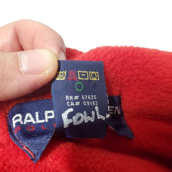 VTG 90s Ralph Lauren Polo Sport USA Plush Sherpa Fleece Pullover Rope Henley - Picture 7 of 7